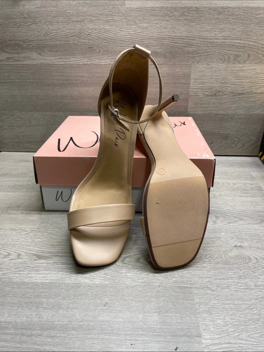 Wild Pair Beige Ankle-Strap Mid Heel Sandals #509